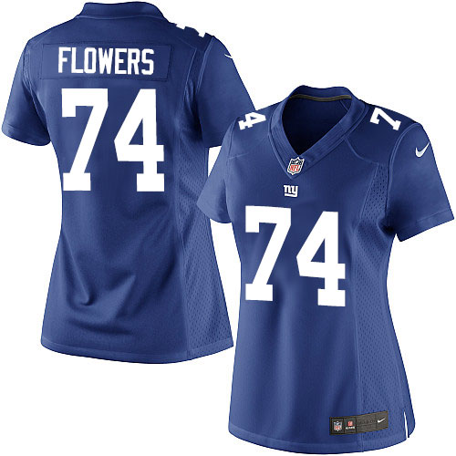 Women's Elite Ereck Flowers Nike Jersey Royal Blue Home - #74 NFL New York Giants